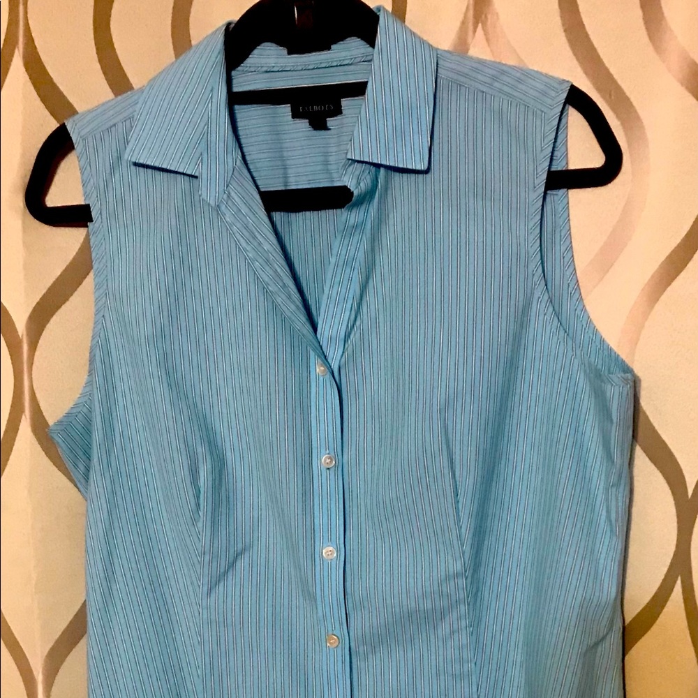Talbots blue sleeveless blouse